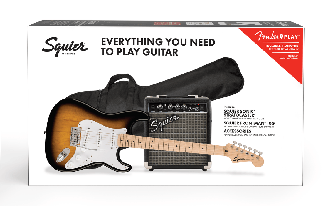 Squier Sonic Series Stratocaster Pack - 2-color Sunburst