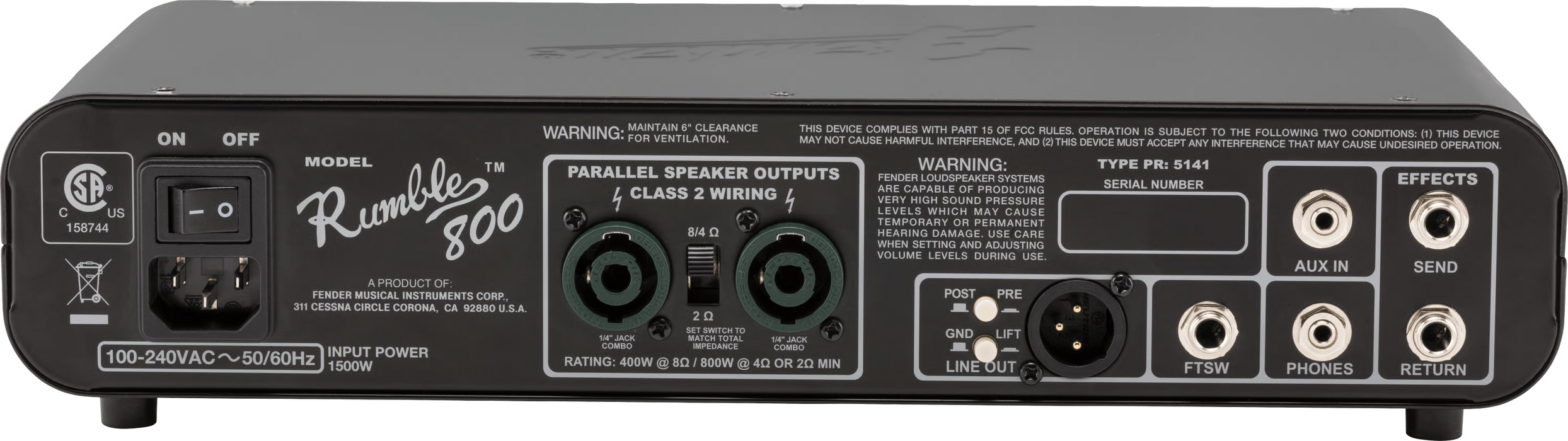 Fender Rumble 800 Bass Head 120v