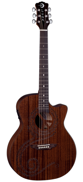 Luna Gypsy MALUHIA Peace Mahogany Acoustic/Electric