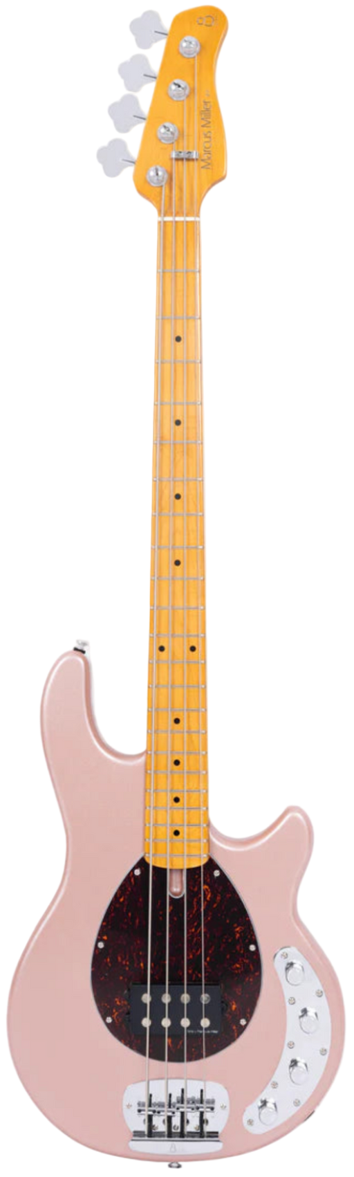 Rose gold electric bass guitar