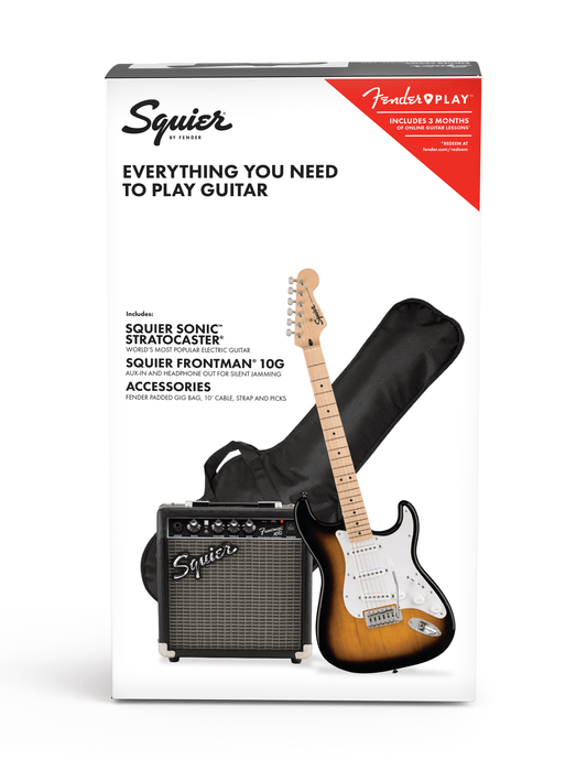 Squier Sonic Series Stratocaster Pack - 2-color Sunburst