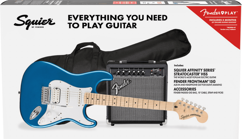 Squier Affinity Series Strat HSS Pack - Lake Placid Blue