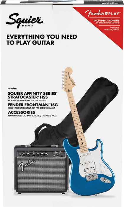 Squier Affinity Series Strat HSS Pack - Lake Placid Blue