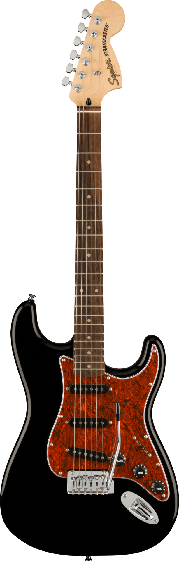 Squier FSR Affinity Strat - Black w. Tortoise Pickguard — Guitars