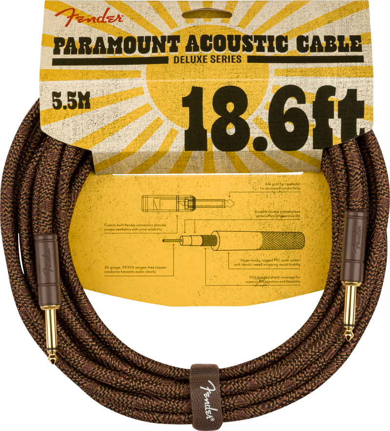 Fender Paramount Acoustic Instrument Cable - 18.6 foot, Brown