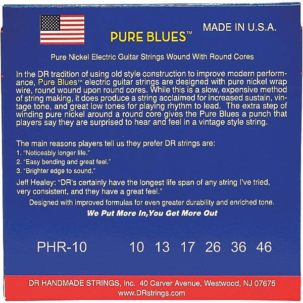 DR Strings Pure Blues Electric Guitar Strings - .010-.046 Medium