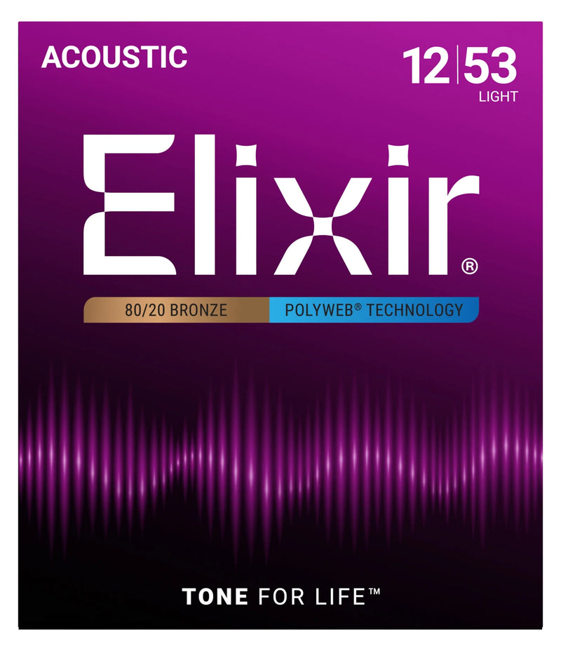 Elixir Polyweb 80/20 Acoustic Guitar Strings - .012-.053
