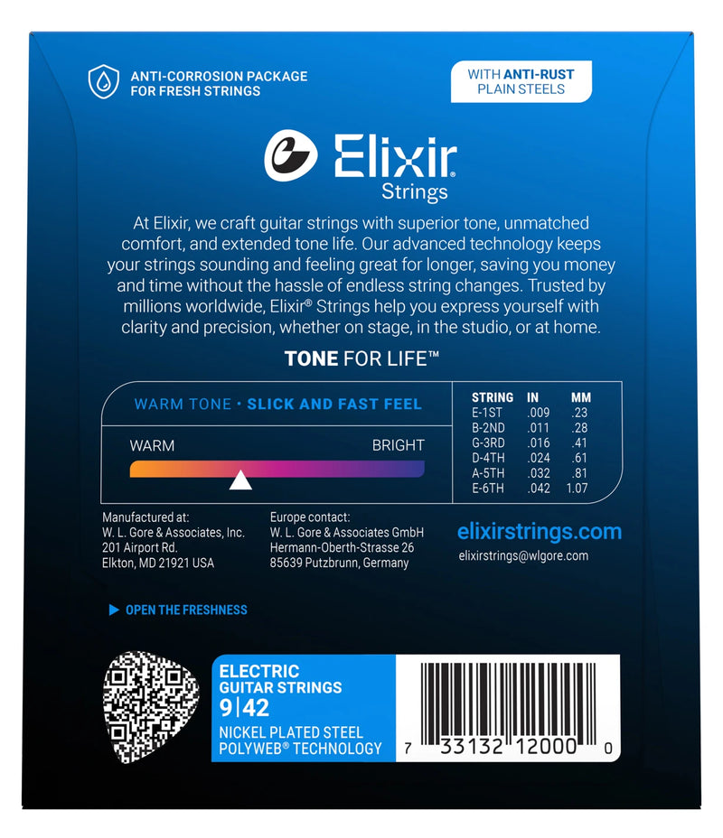 Elixir Polyweb Electric Guitar Strings - .009-.042