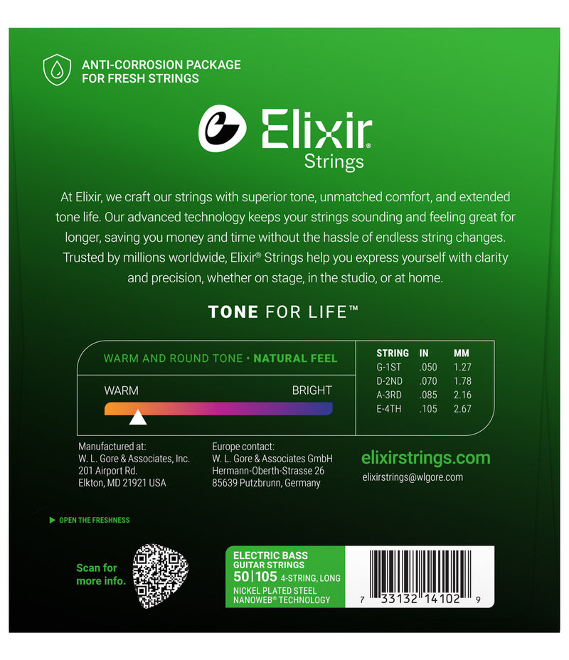 Elixir Nanoweb Electric Bass Strings - .050-.105