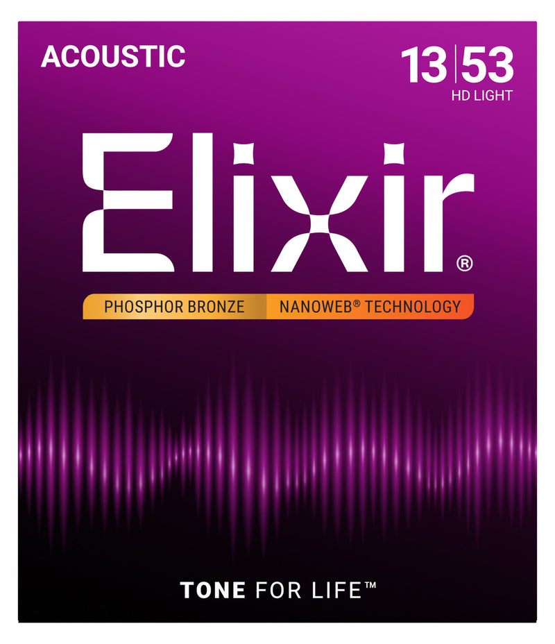 Elixir Nanoweb Phosphor Bronze Acoustic Guitar Strings - .013-.053