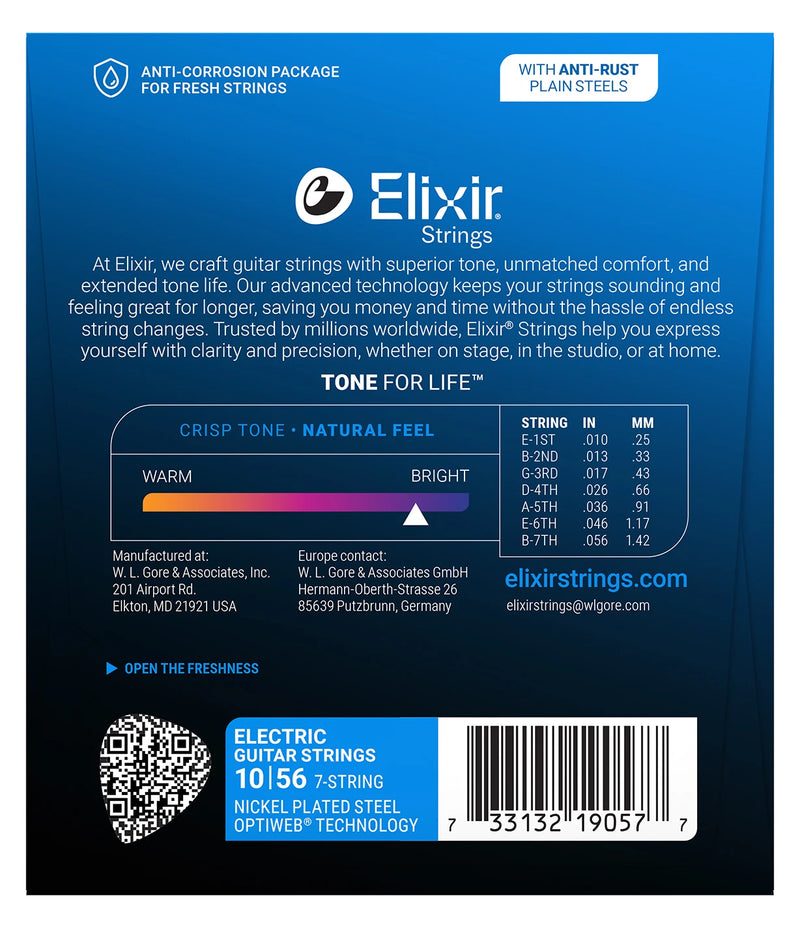 Elixir Optiweb 7-String Electric Guitar Strings - .010-.056