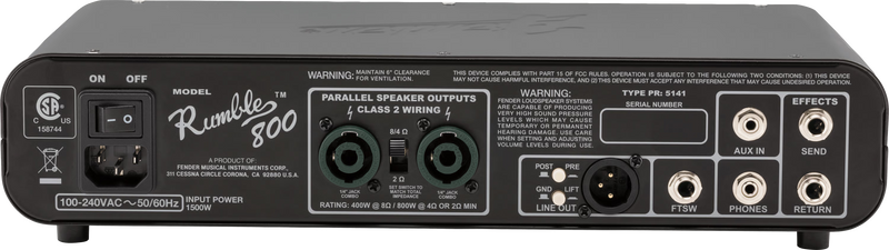 Fender Rumble 800 Bass Head 120v