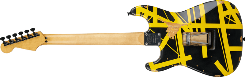 EVH Limited Edition Striped Series Frankenstein Frankie - Black with Yellow Stripes