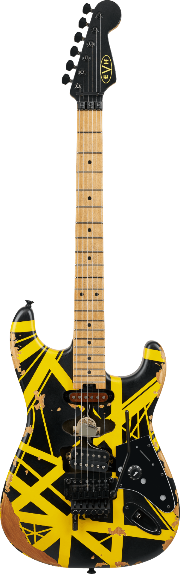 EVH Limited Edition Striped Series Frankenstein Frankie - Black with Yellow Stripes
