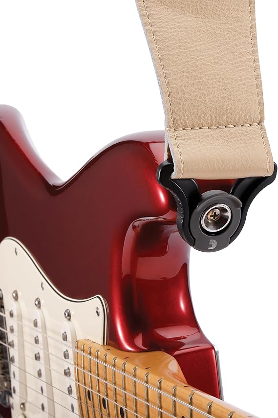 DAddario Comfort Leather Auto Lock Guitar Strap - Tan