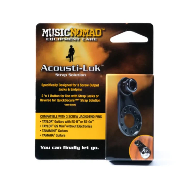 MusicNomad Acousti-Lok Strap Lock Adapter for 3 Screw Output Jack/End Pins