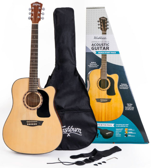 Washburn AD5CEPACK-A Apprentice Dreadnought Acoustic Electric Guitar Pack