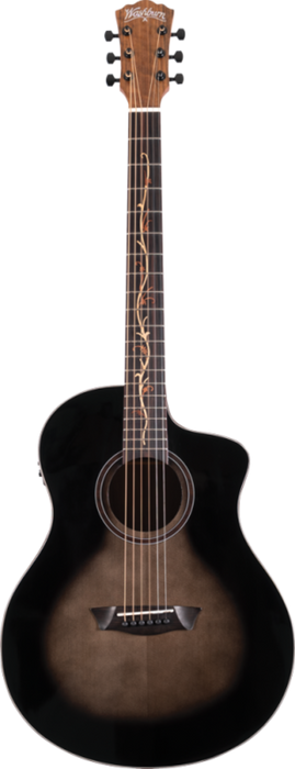 Washburn Vite S9V Bella Tono Studio Cutaway Acoustic Electric - Gloss Charcoal Burst