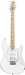 White electric guitar with a maple neck on a white background