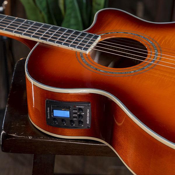 Washburn EA15 Mini Jumbo Cutaway Acoustic Electric - Ice Tea Burst