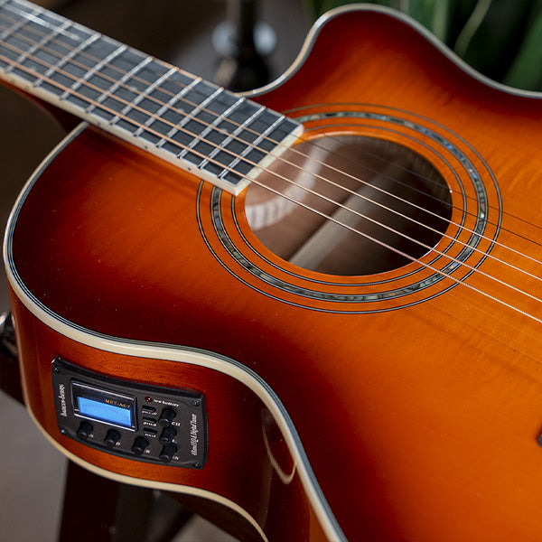Washburn EA15 Mini Jumbo Cutaway Acoustic Electric - Ice Tea Burst
