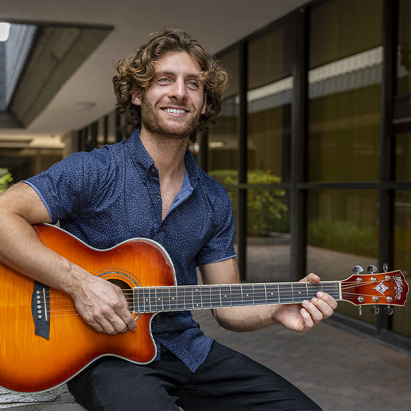 Washburn EA15 Mini Jumbo Cutaway Acoustic Electric - Ice Tea Burst