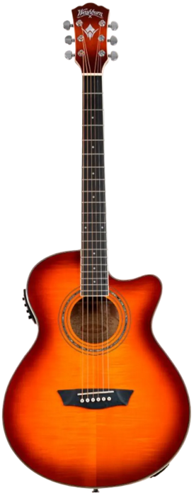 Washburn EA15 Mini Jumbo Cutaway Acoustic Electric - Ice Tea Burst
