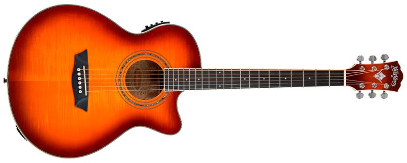 Washburn EA15 Mini Jumbo Cutaway Acoustic Electric - Ice Tea Burst