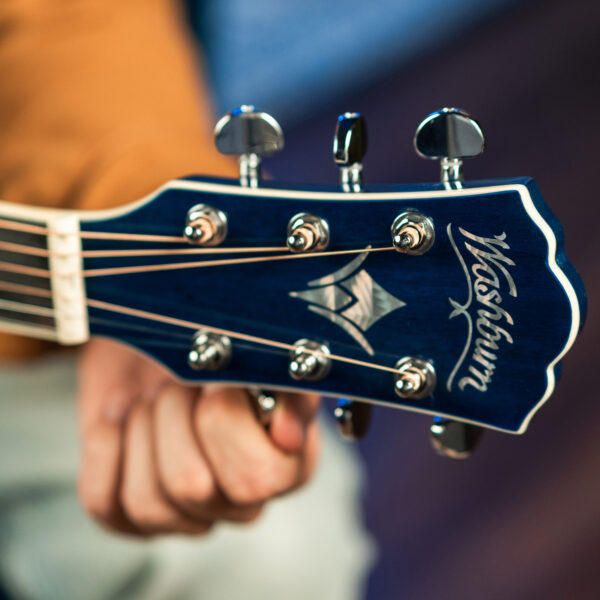 Washburn EA15 Mini Jumbo Cutaway Acoustic Electric - Flame Transparent Blue