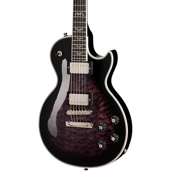 Epiphone Bats in Flight Les Paul Custom Quilt - Dark Purple Burst