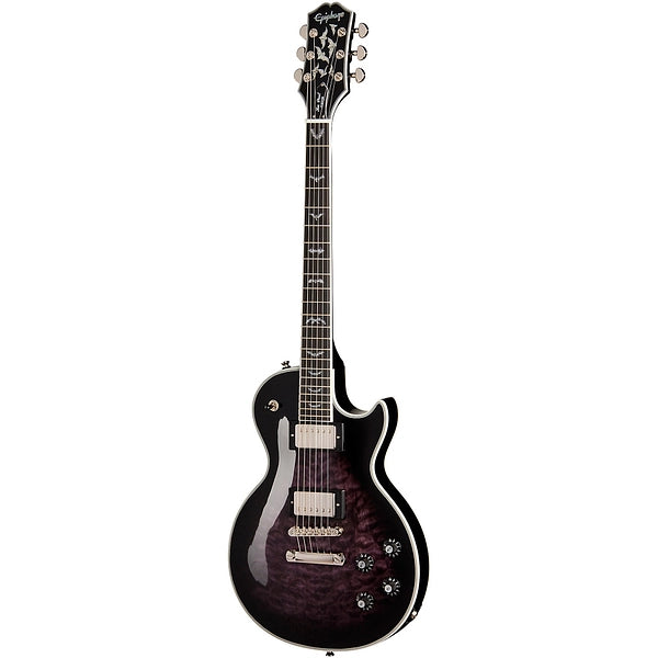 Epiphone Bats in Flight Les Paul Custom Quilt - Dark Purple Burst