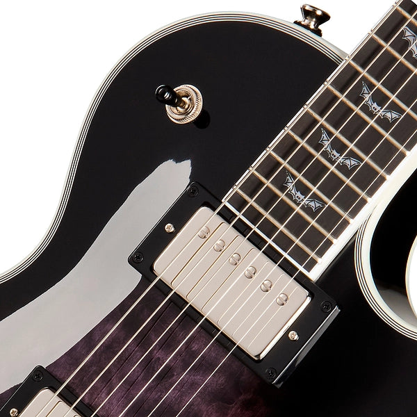 Epiphone Bats in Flight Les Paul Custom Quilt - Dark Purple Burst