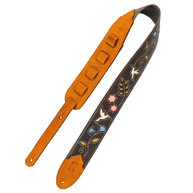 Levy's Sunbird Series Guitar Strap - Dark Brown Hummingbird