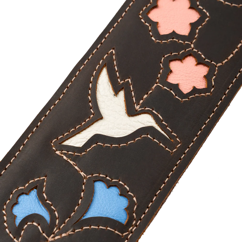 Levy's Sunbird Series Guitar Strap - Dark Brown Hummingbird