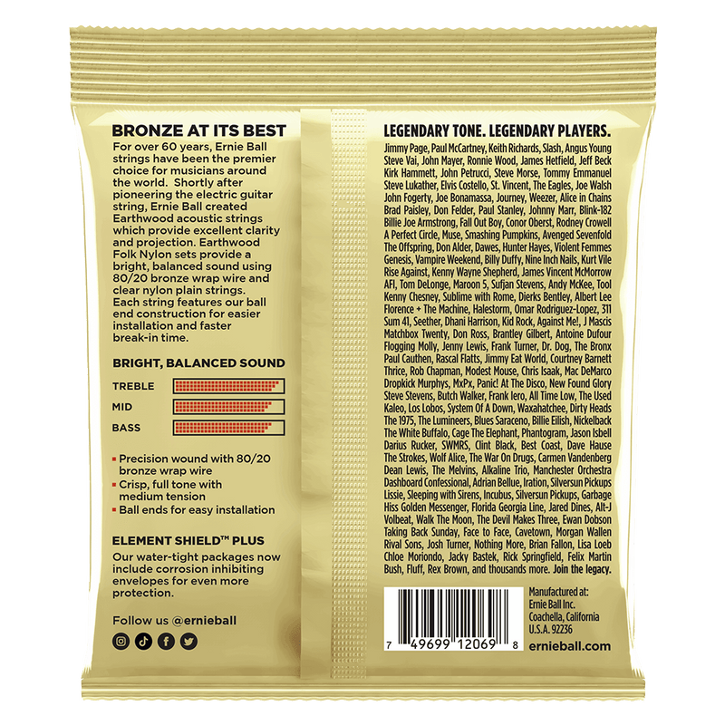 Ernie Ball Earthwood 80/20 Bronze Nylon Classic Ball-end Guitar Strings - .028-.042