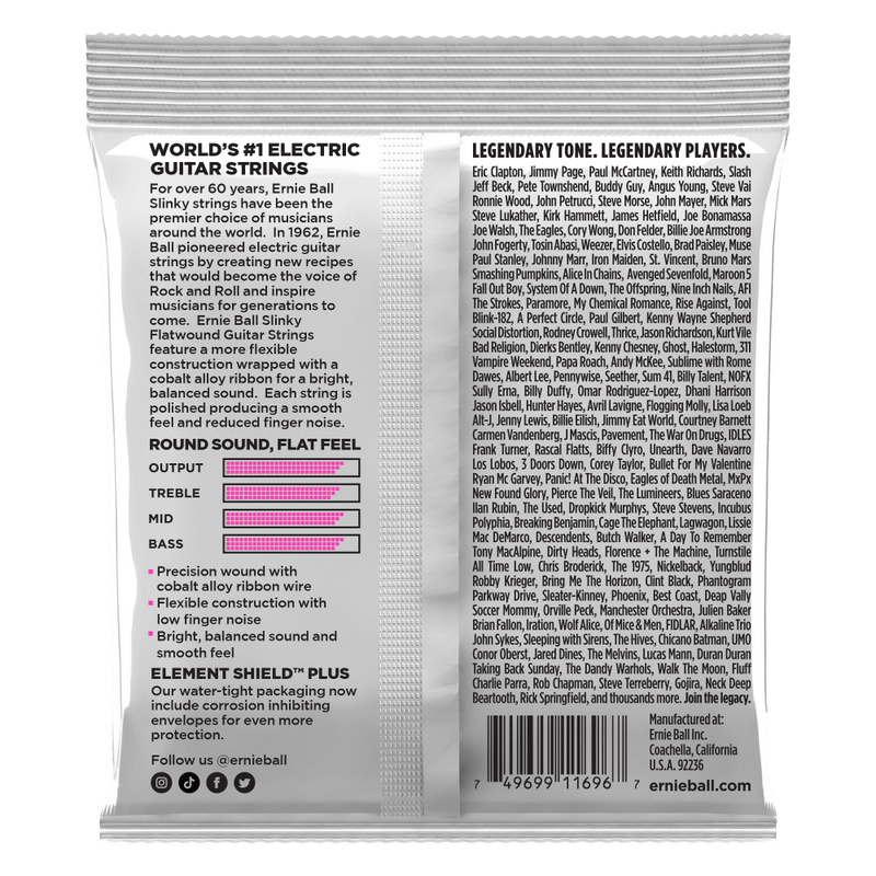 Ernie Ball Super Slinky Flatwound Electric Guitar Strings - .009-.042
