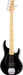 Black electric guitar with a maple neck on a white background