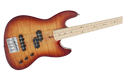 Electric bass guitar with a sunburst finish on a white background
