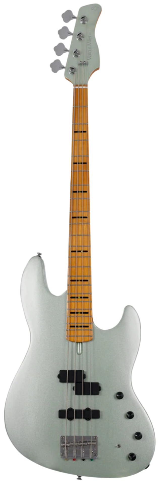 green metallic electric bass guitar
