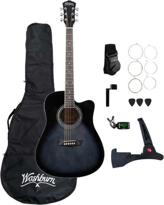 Washburn WA90CETBBPACK Learn & Play Pack - Transparent Black Burst