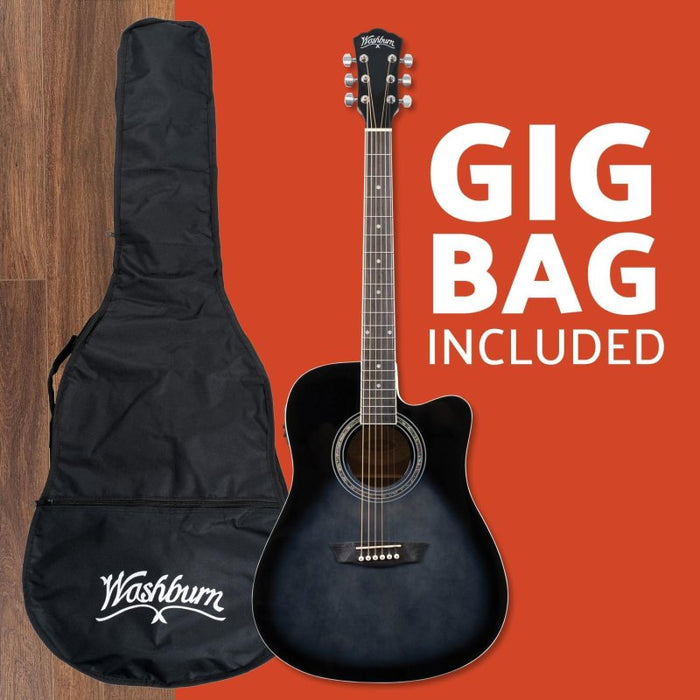 Washburn WA90CETBBPACK Learn & Play Pack - Transparent Black Burst