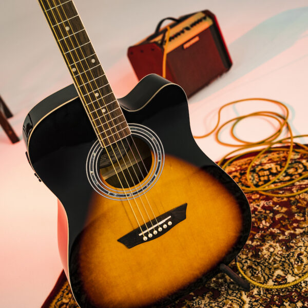 Washburn WA90CEVSB Dreadnought Acoustic Electric - Tobacco Burst