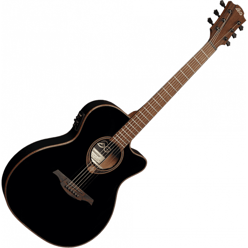 LAG Guitars Tramontane 118 Auditorium Slim Cutaway A/E - Black