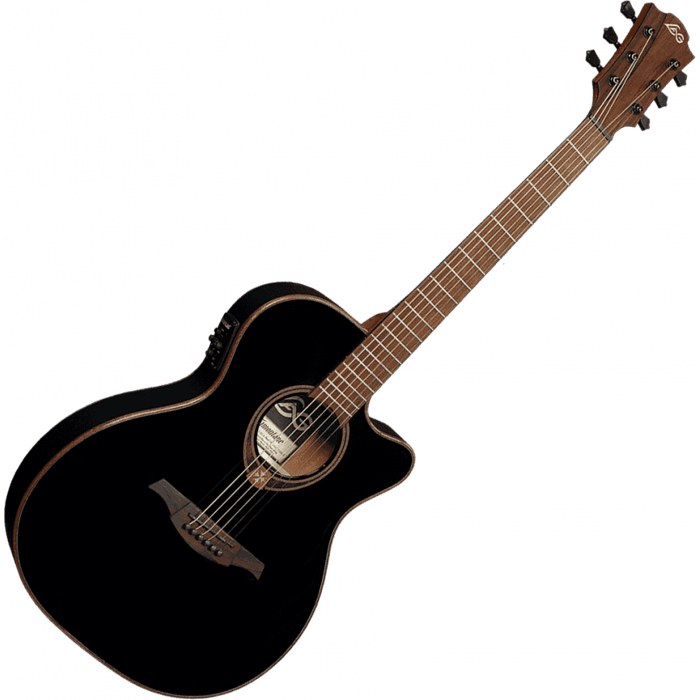 LAG Guitars Tramontane 118 Auditorium Slim Cutaway A/E - Black