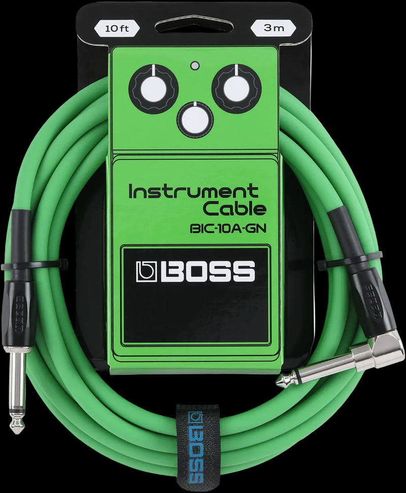 Boss Straight to Right Angle 10ft. Instrument Cable - Green