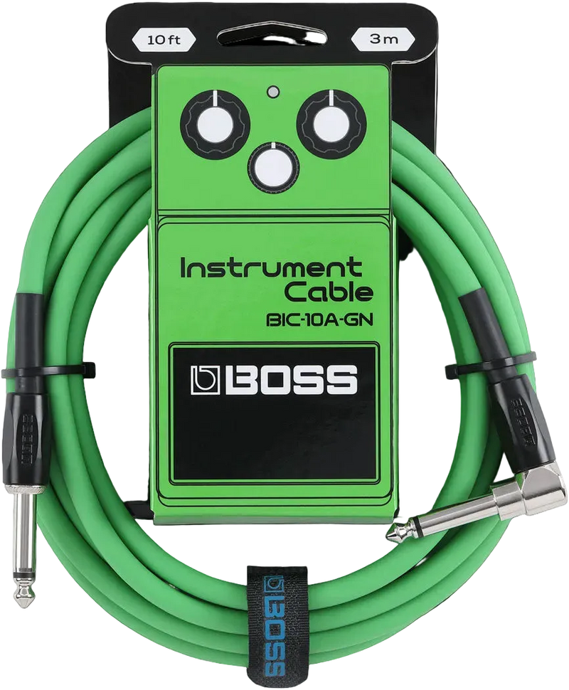 Boss Straight to Right Angle 10ft. Instrument Cable - Green