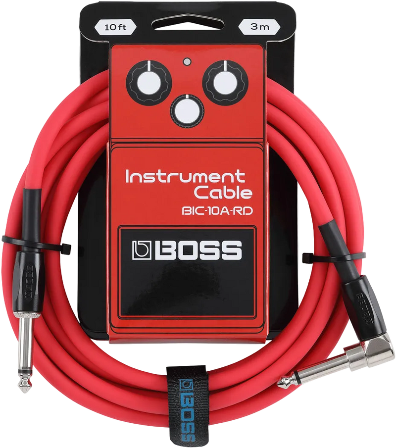 Boss Straight to Right Angle 10 ft. Instrument Cable - Red