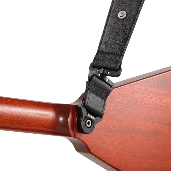 DAddario Comfort Leather Auto Lock Swivel Guitar Strap - Black