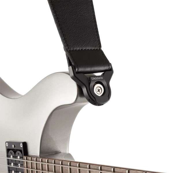 DAddario Comfort Leather Auto Lock Guitar Strap - Black