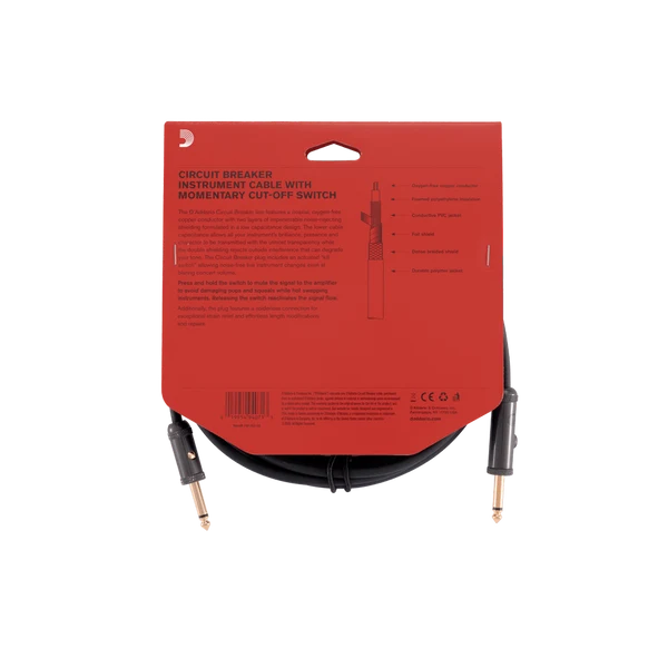 D'Addario Circuit Breaker Instrument Cable 10ft